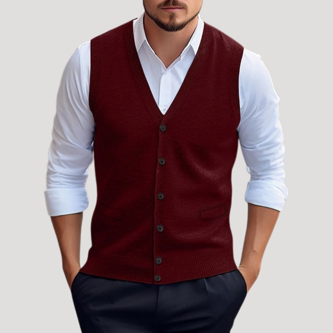 Knitted button-up waistcoat for men | Dorian