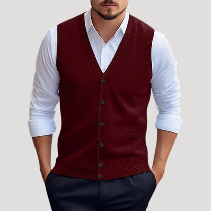 Knitted button-up waistcoat for men | Dorian