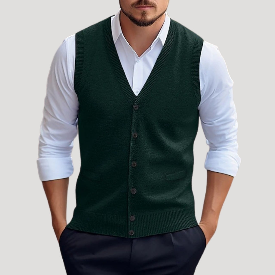 Knitted button-up waistcoat for men | Dorian