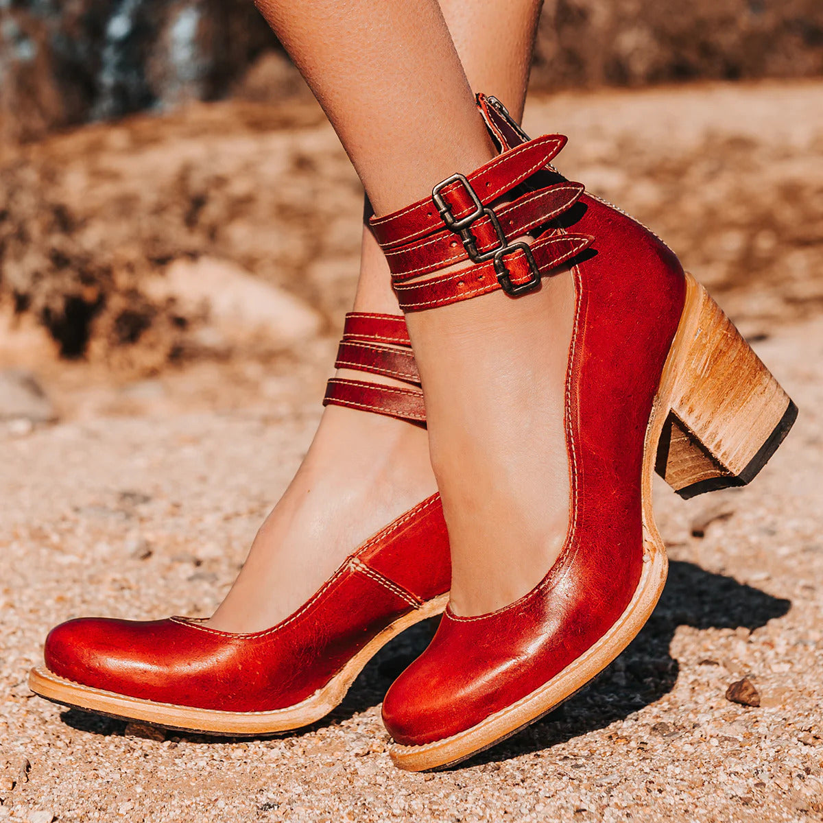 Vintage ankle strap sandal heels for women | Verona