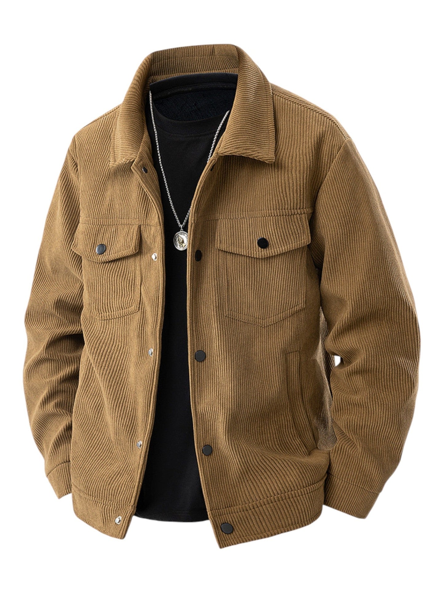 Corduroy snap front jacket for men | Rowan -5