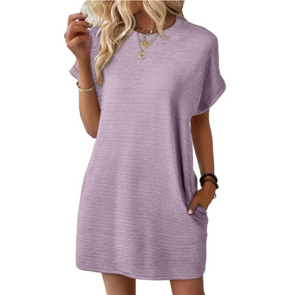 Casual minimalist round-neck summer dress for women | Evasha -7