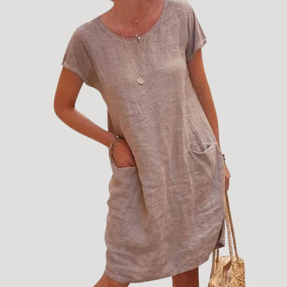 Short-sleeve summer midi dress for women | Isla -6
