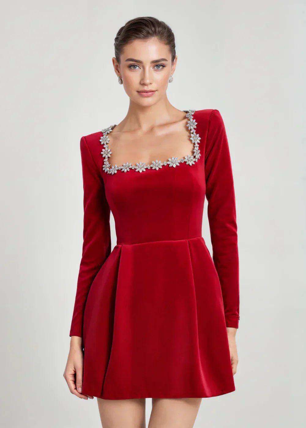 Chic velvet mini dress for women | Willow -6
