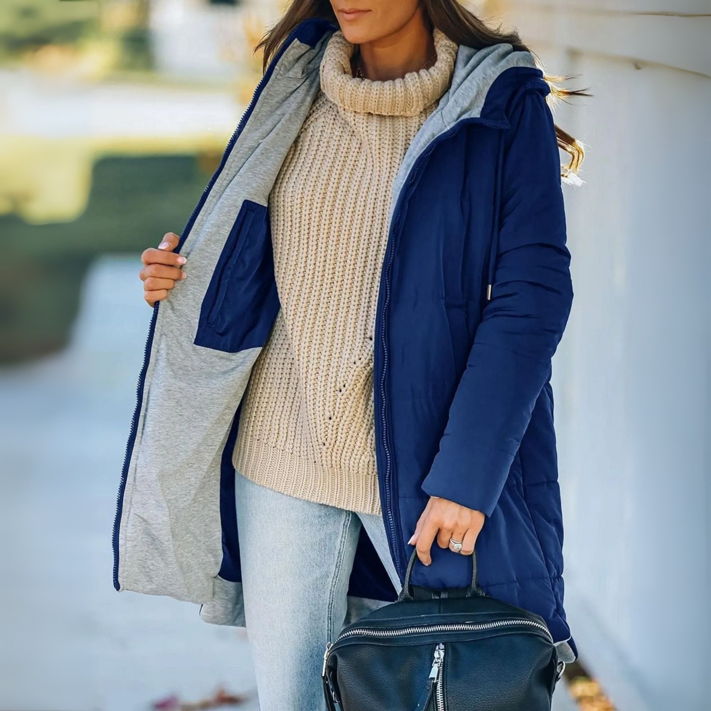 Casual hooded puffer everyday jacket for women | Yila -3