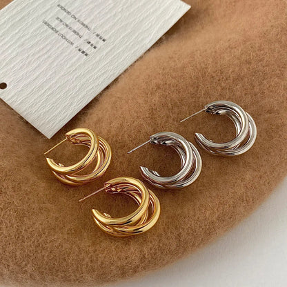 Trinova stacked hoop earrings for women | Aurelia -4