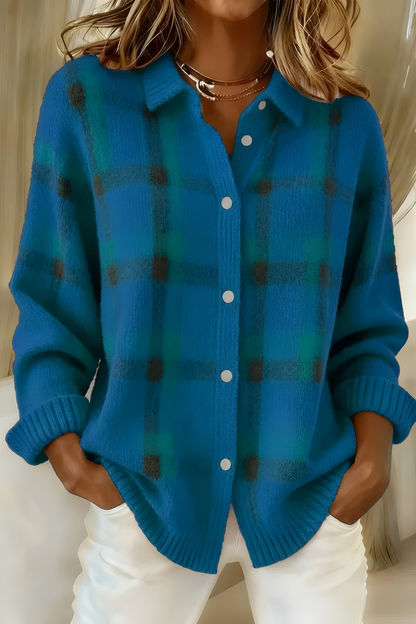 Plaid knit cardigan for women | Anna