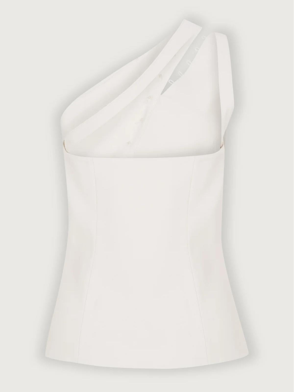 One-shoulder button-detail everyday top for women | Dione -9