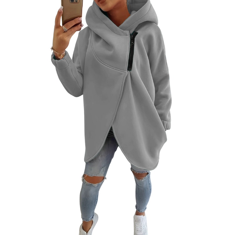 Plus-size relaxed half-zip pullover hoodie for women | Vania -3