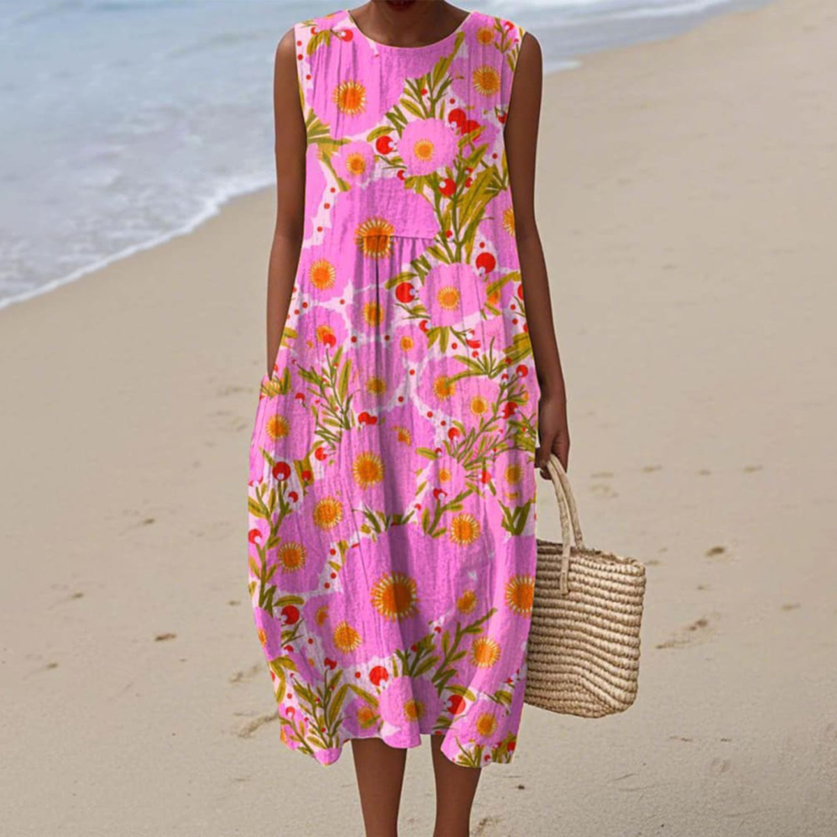 Vibrant floral dress with relaxed silhouette for women | Lani