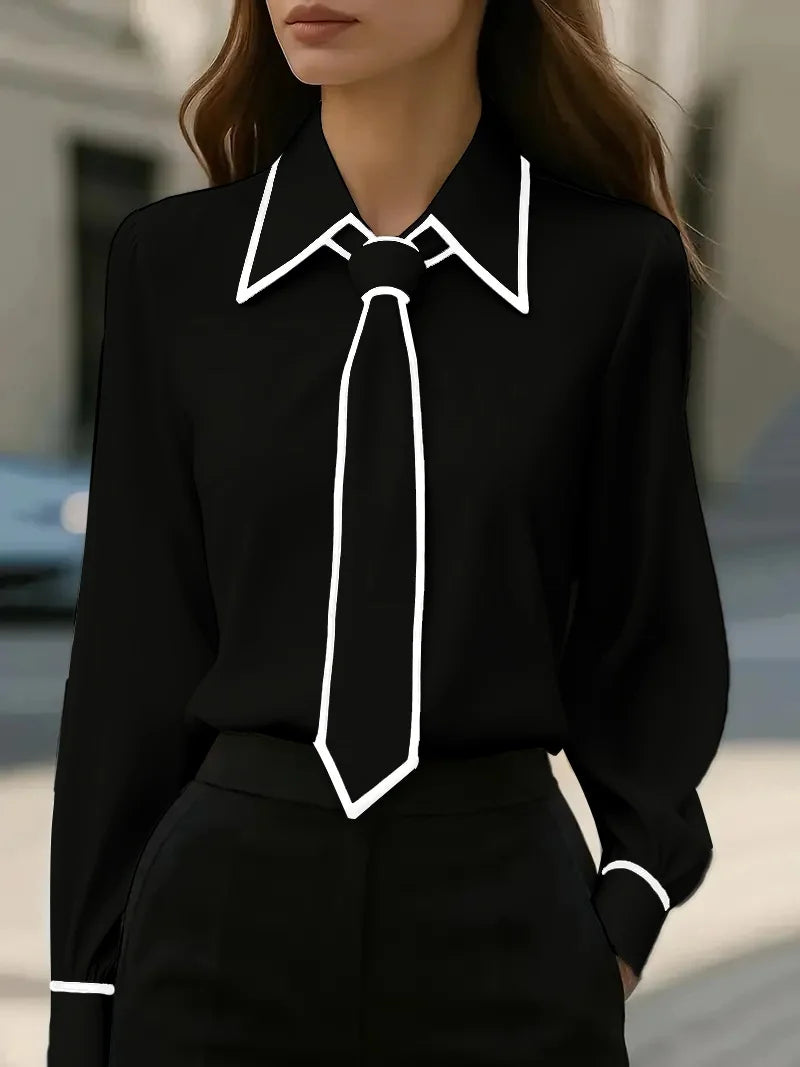 Contrast tie blouse for women | Selina -3