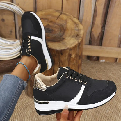 Trainers wedge lacets shoes marche plateforme for women -5