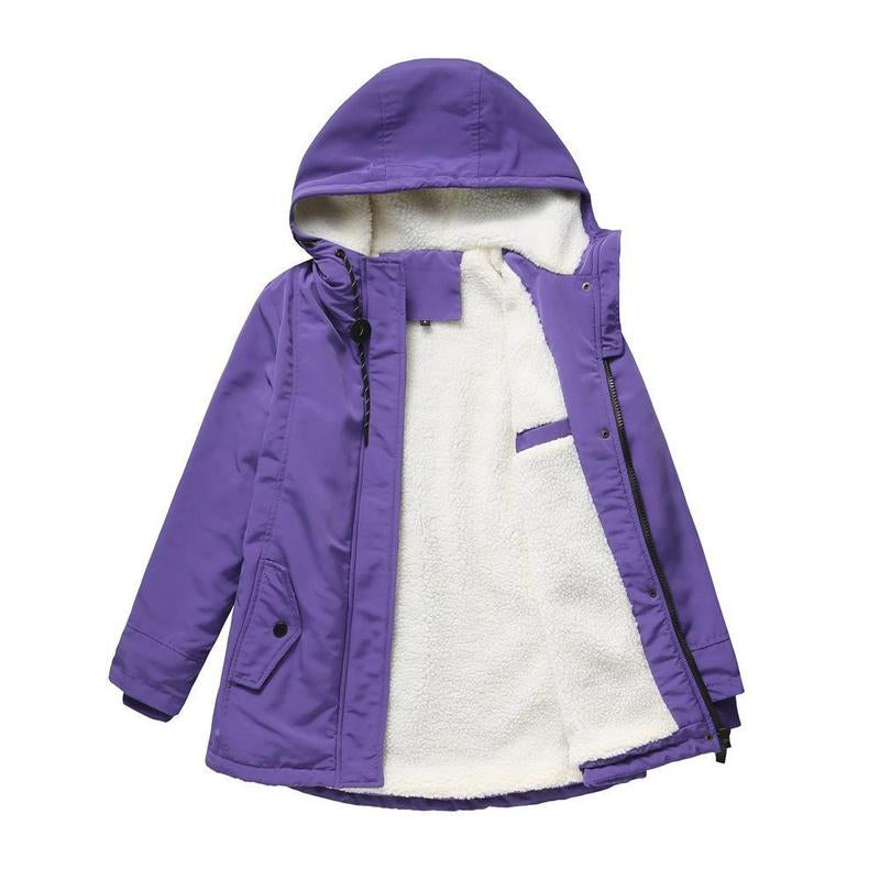 Thick hooded quilted-lining winter coat for women | Amina -6