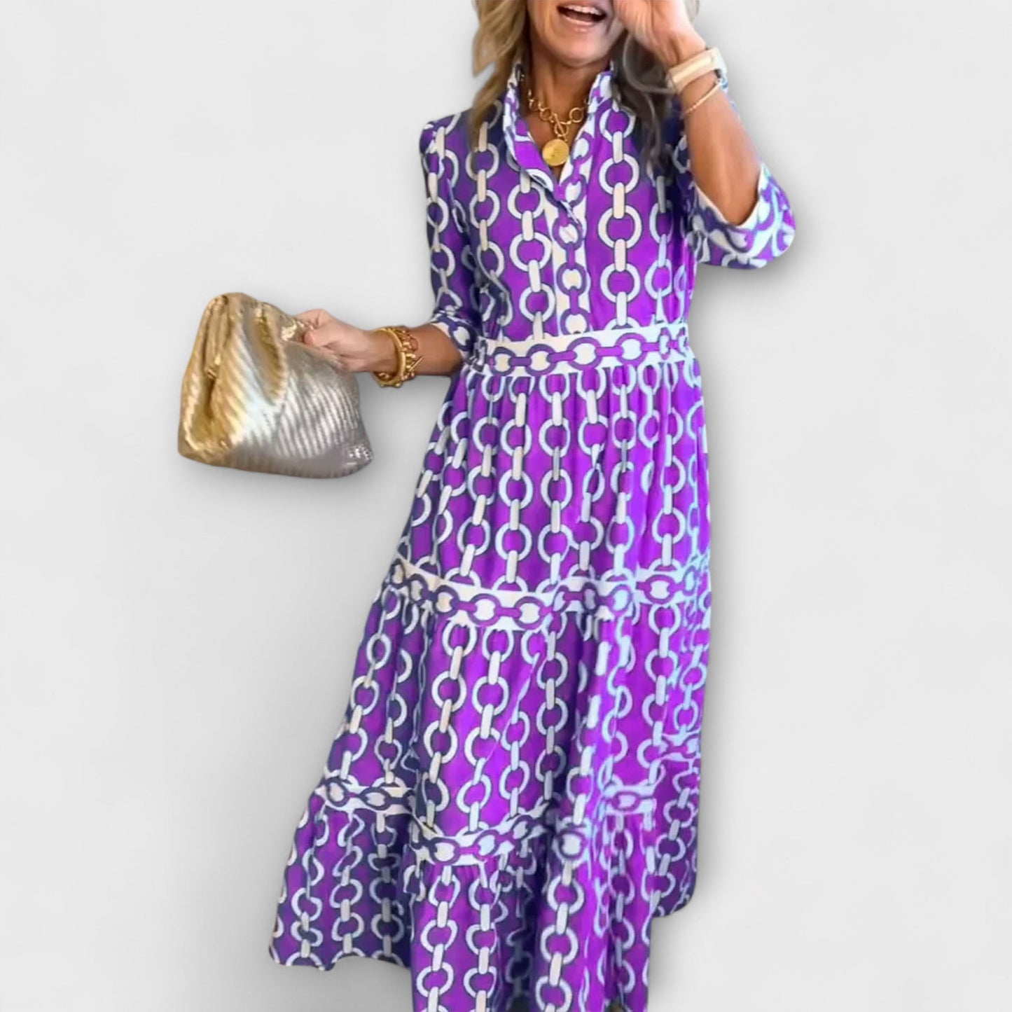 Midi dress with chain pattern for women | Juliette