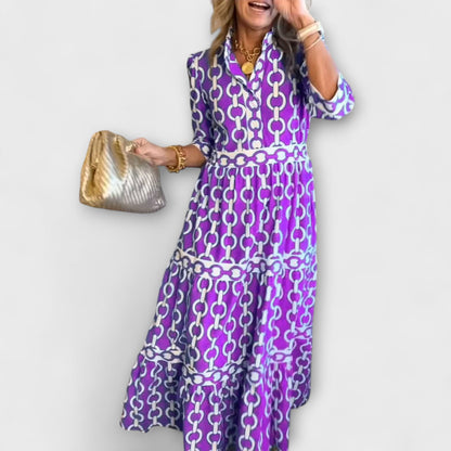 Midi dress with chain pattern for women | Juliette