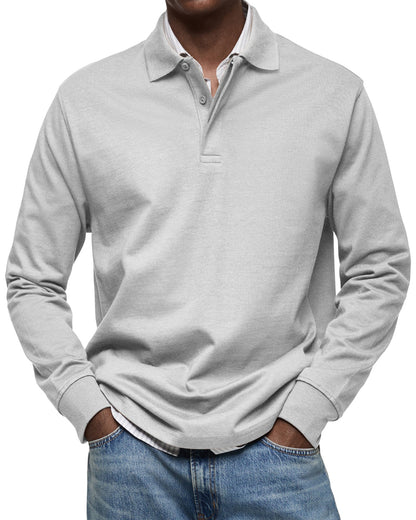 Classic long-sleeve relaxed polo shirt for men | Gary -4