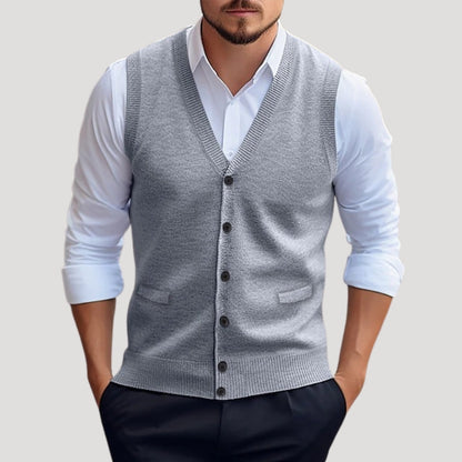 Knitted button-up waistcoat for men | Dorian