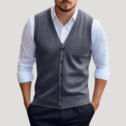 Knitted button-up waistcoat for men | Dorian