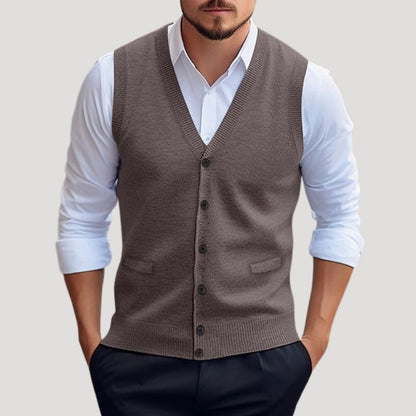 Knitted button-up waistcoat for men | Dorian