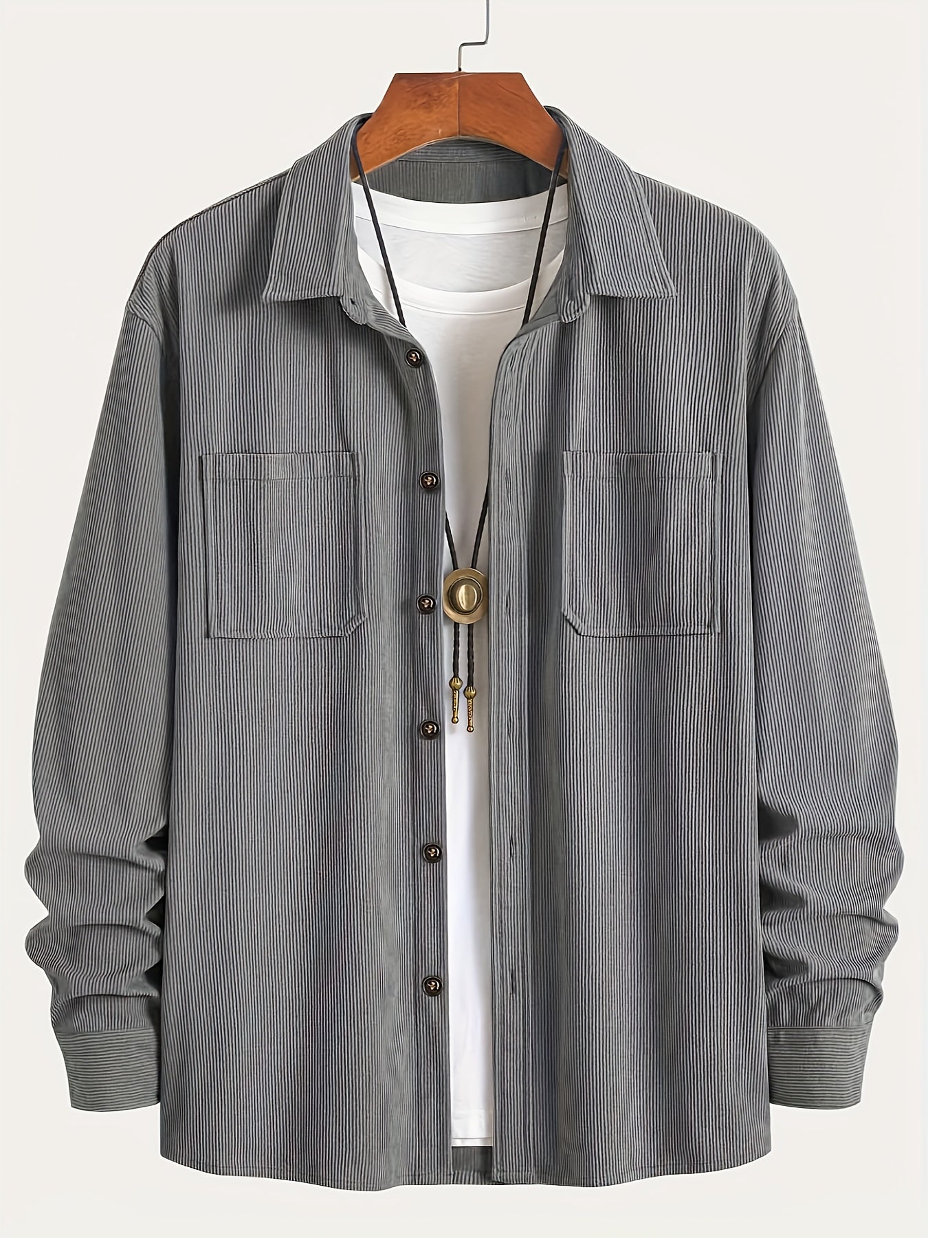 Classic textured cord everyday overshirt for men | Ellison -6