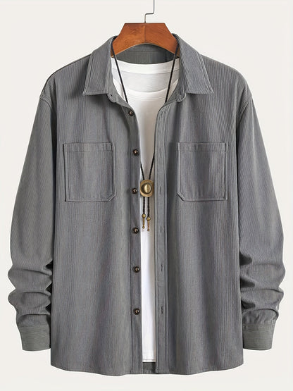 Classic textured cord everyday overshirt for men | Ellison -6