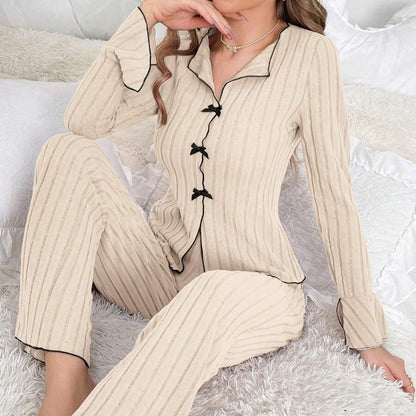 Ensemble pyjama ribbed comfortable loungewear set for women | Oliana -4