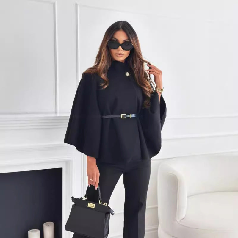 Belted butterfly sleeve jacket for women | Lea