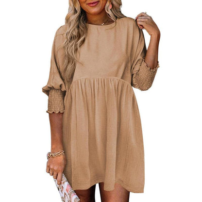 Casual crew-neck loose-fit mini dress for women | Mirasol -9