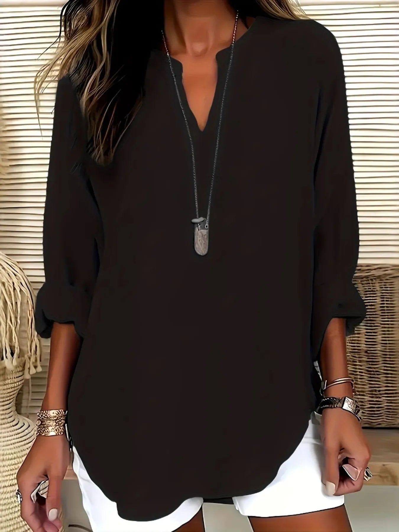 Chemisier long blouse for women -11
