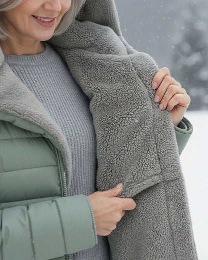 Fleece-lined puffer coat with A-line silhouette for women | Jami