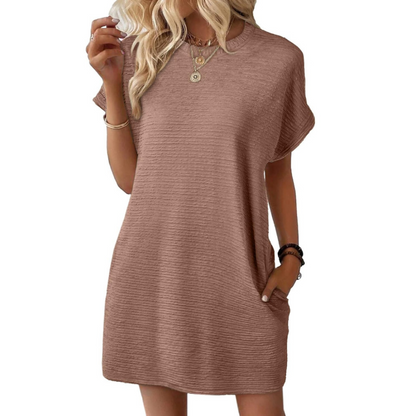 Casual minimalist round-neck summer dress for women | Evasha -8