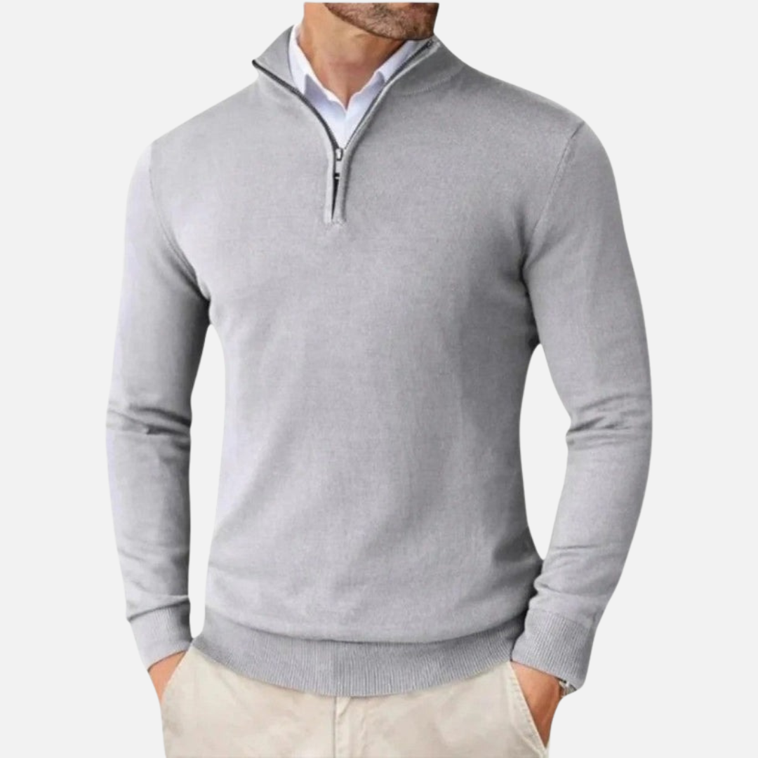 Classic cashmere quarter-zip everyday jumper for men -1