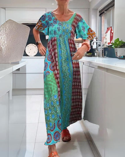 Colourful relaxed bohemian everyday dress for women | Corinne -3