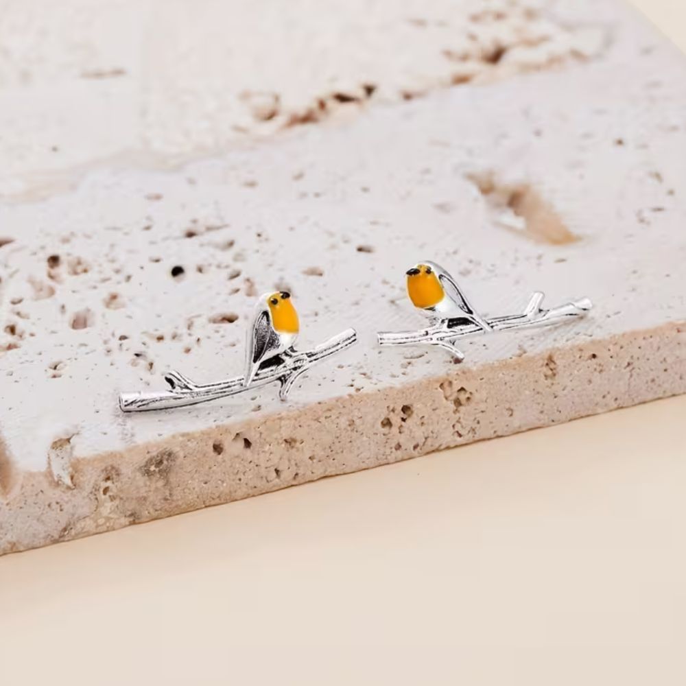 Bird earrings with robin-inspired design for women | Robinelle