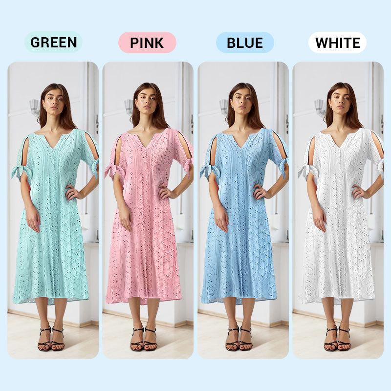 Elegant flowing V-neck dress for women -9