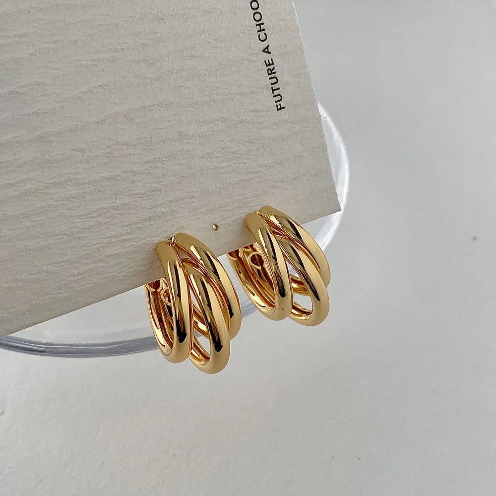 Trinova stacked hoop earrings for women | Aurelia -6