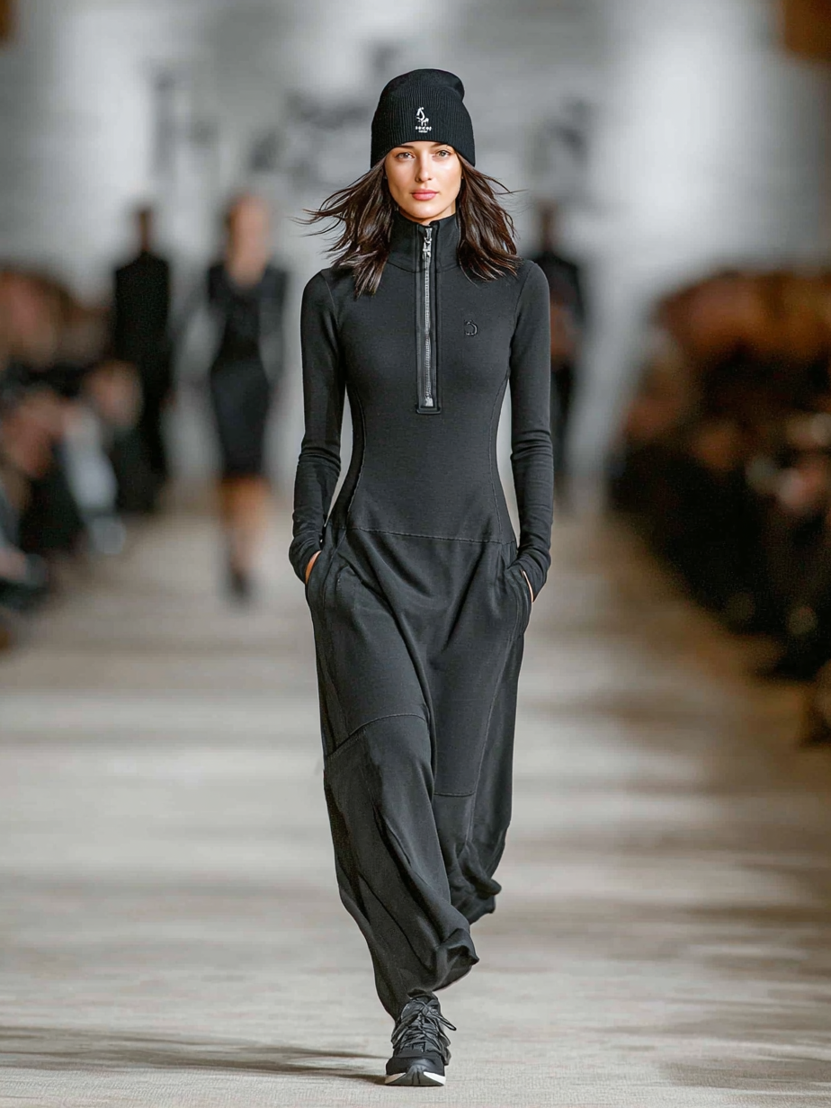 Relaxed zip-collar maxi dress for women | Arwen -4