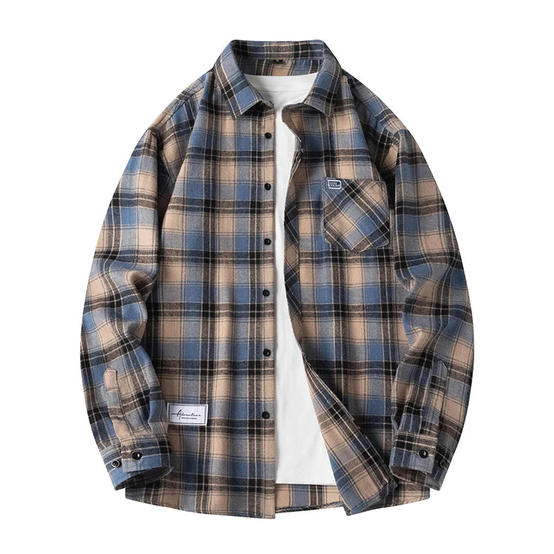 Classic plaid button-front flannel shirt for men | Thatcher -1