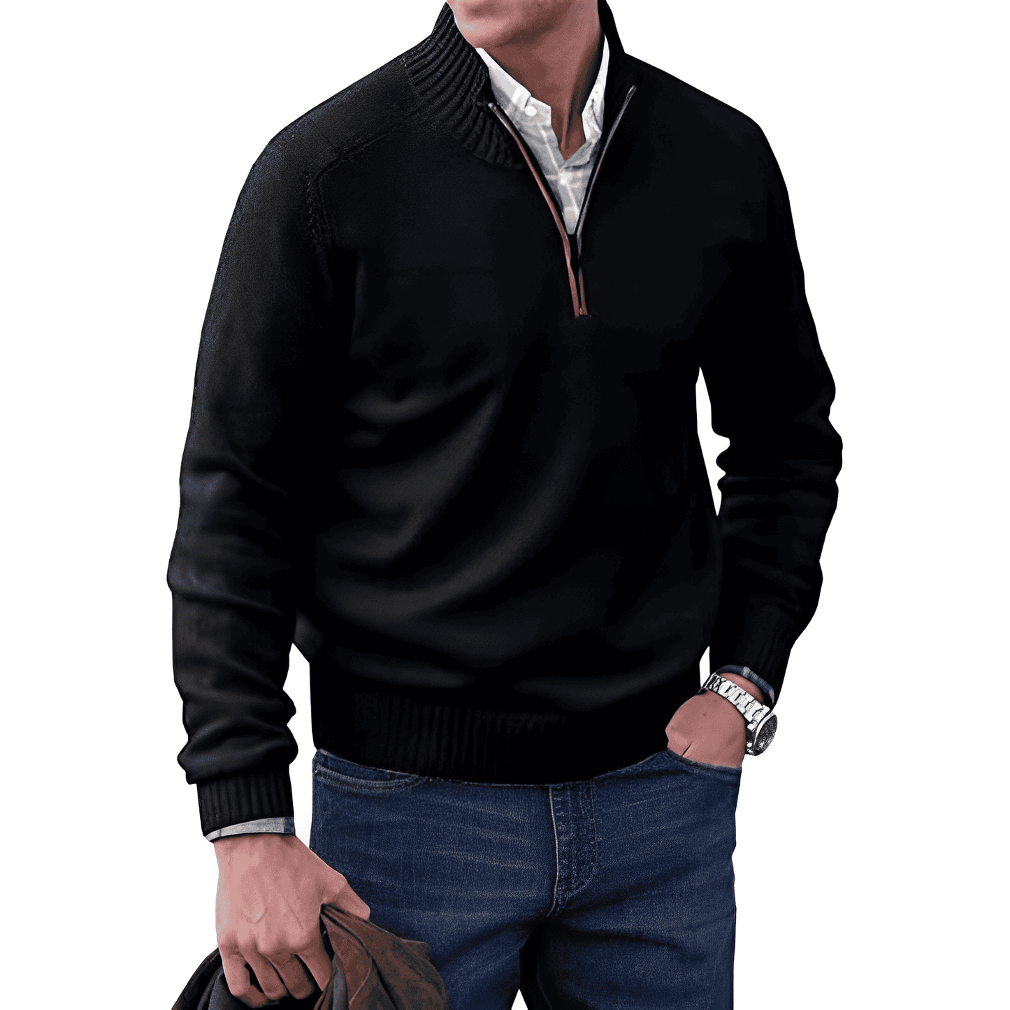 Aurelle Calvin quarter-zip jumper for men