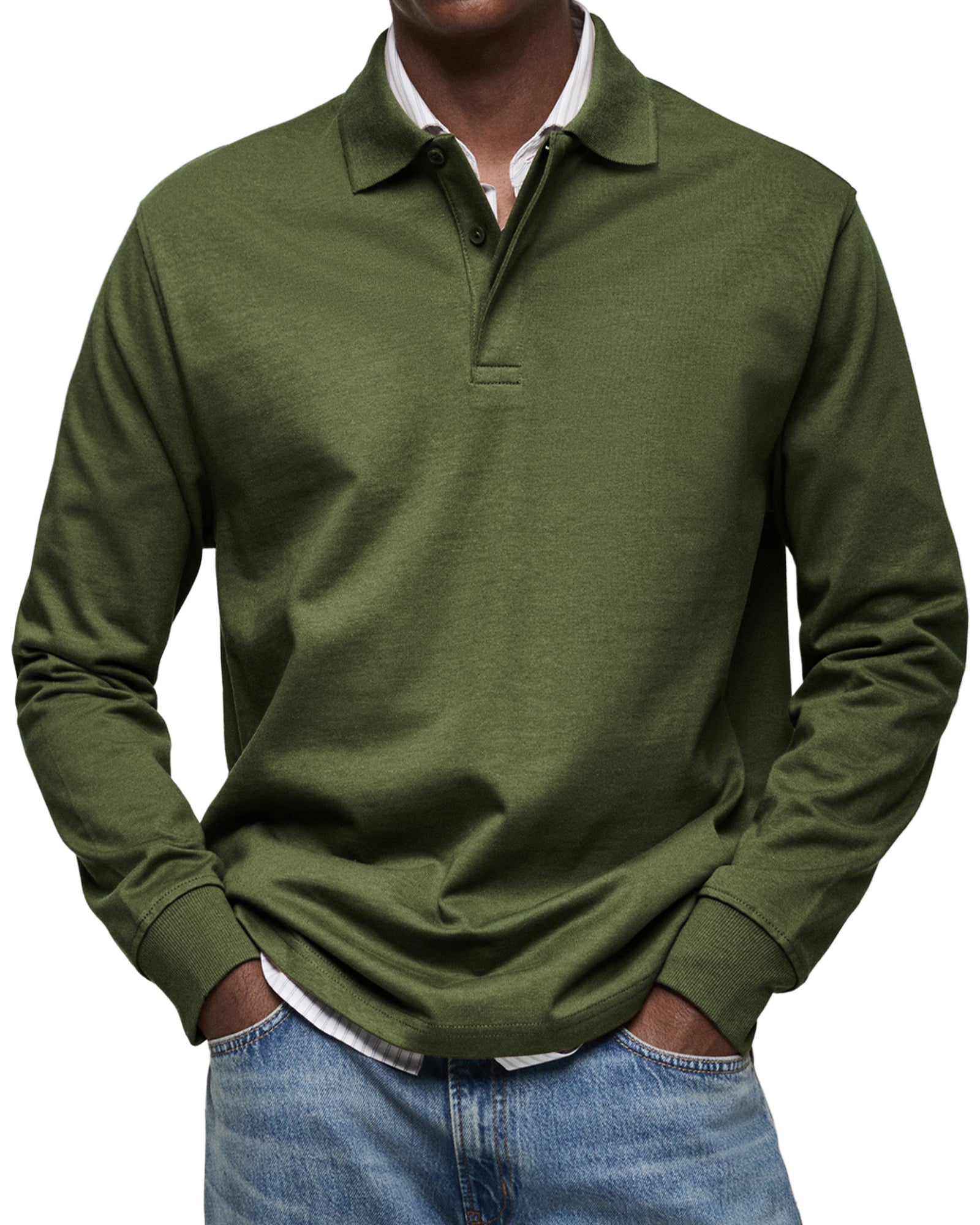 Classic long-sleeve relaxed polo shirt for men | Gary -9