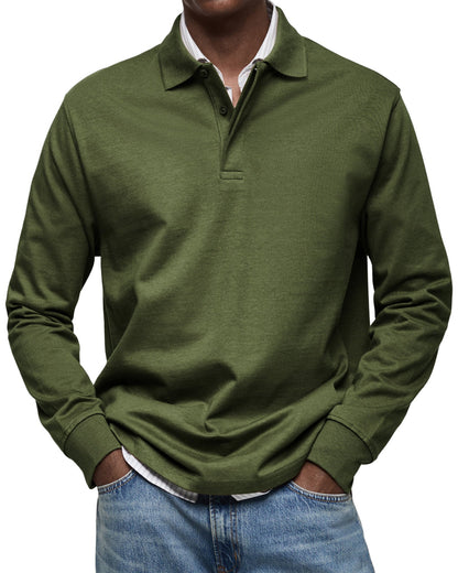 Classic long-sleeve relaxed polo shirt for men | Gary -9
