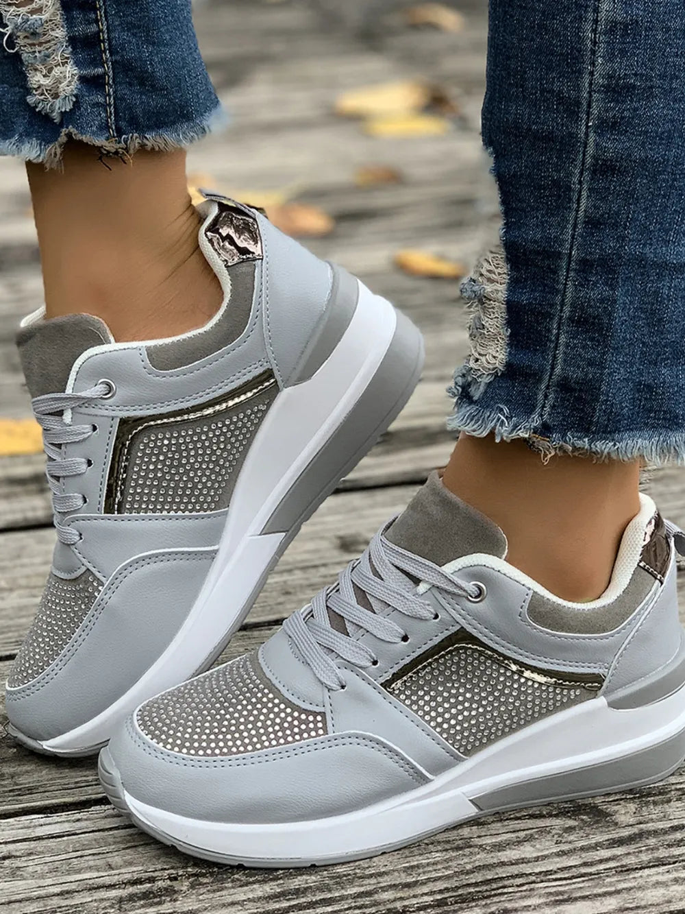 Trainers wedge lacets shoes plateforme for women -7