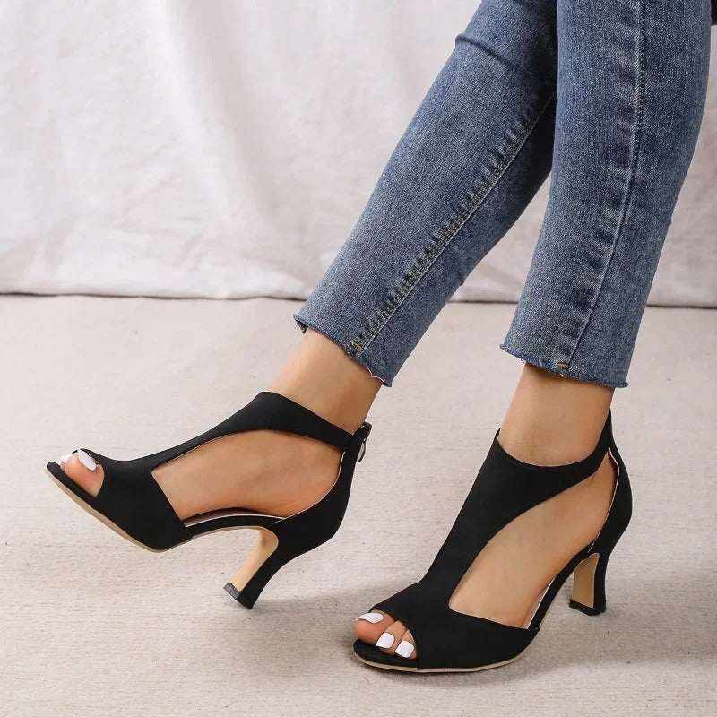 Elegant open-toe comfort heels for women | Amara -6