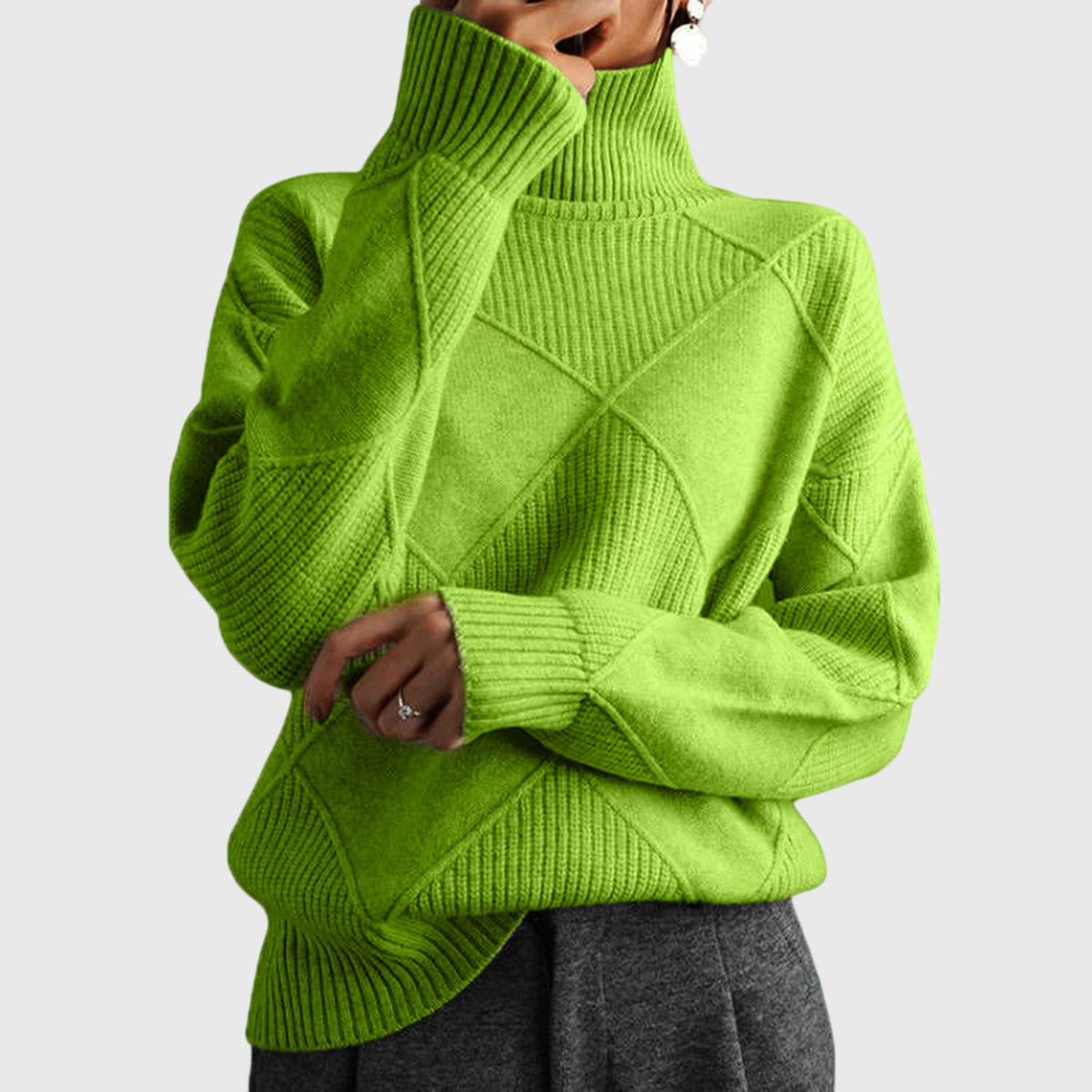 Relaxed cosy knit turtleneck everyday jumper for women | Lunelle -5