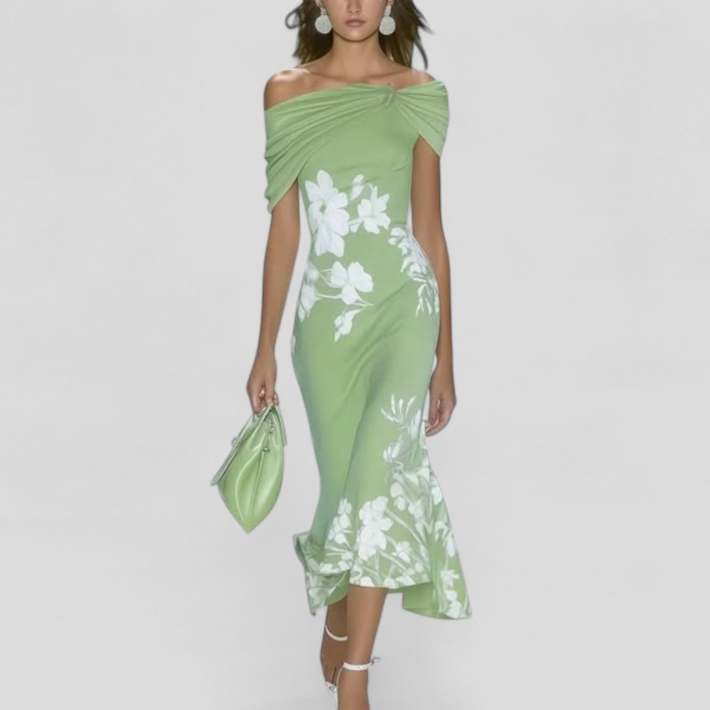 Elegant statement midi dress for women | Isabrunel -2