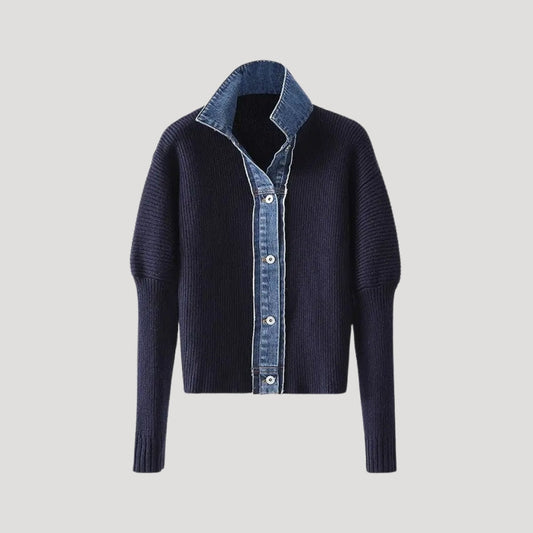 Knit cardigan with contrast trim for women | Selene