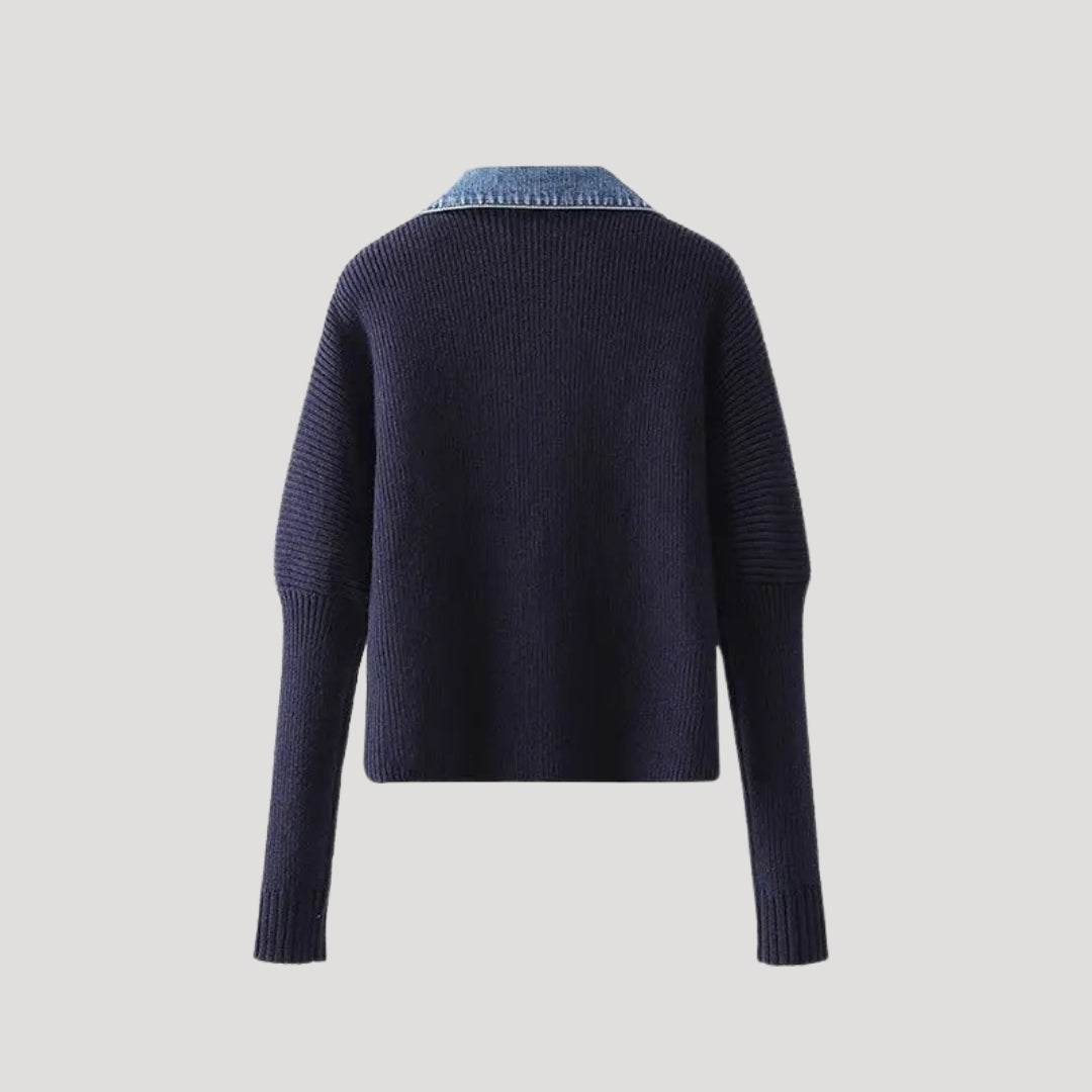 Knit cardigan with contrast trim for women | Selene