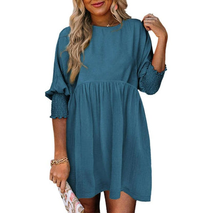 Casual crew-neck loose-fit mini dress for women | Mirasol -7