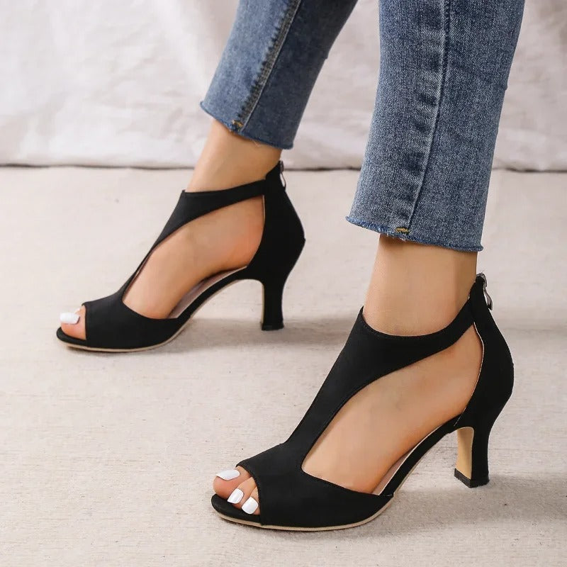 Elegant open-toe comfort heels for women | Amara -7