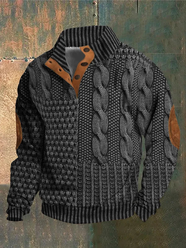 Knitted jumper with elbow-patch detail for men | Finn